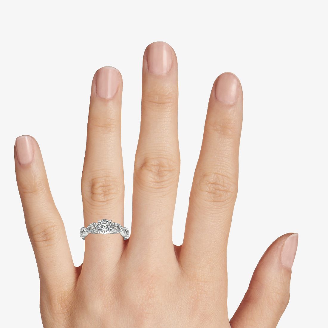 Infinity Twist Micropavé Diamond Engagement Ring in Platinum (1/4 